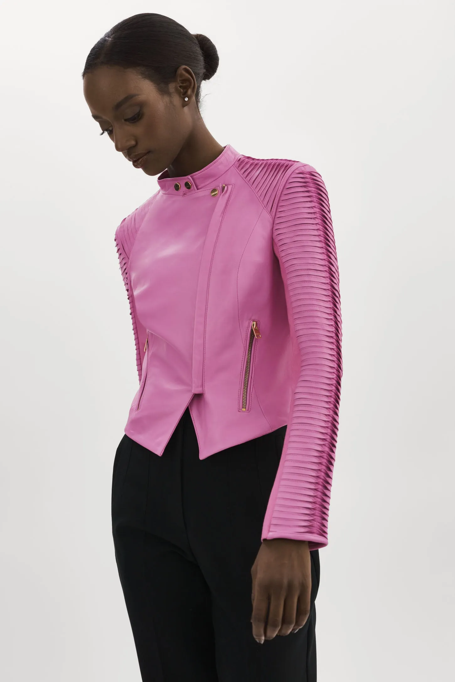 AZRA GOLD | Leather Biker Jacket sold by La Marque product image thumbnail 4