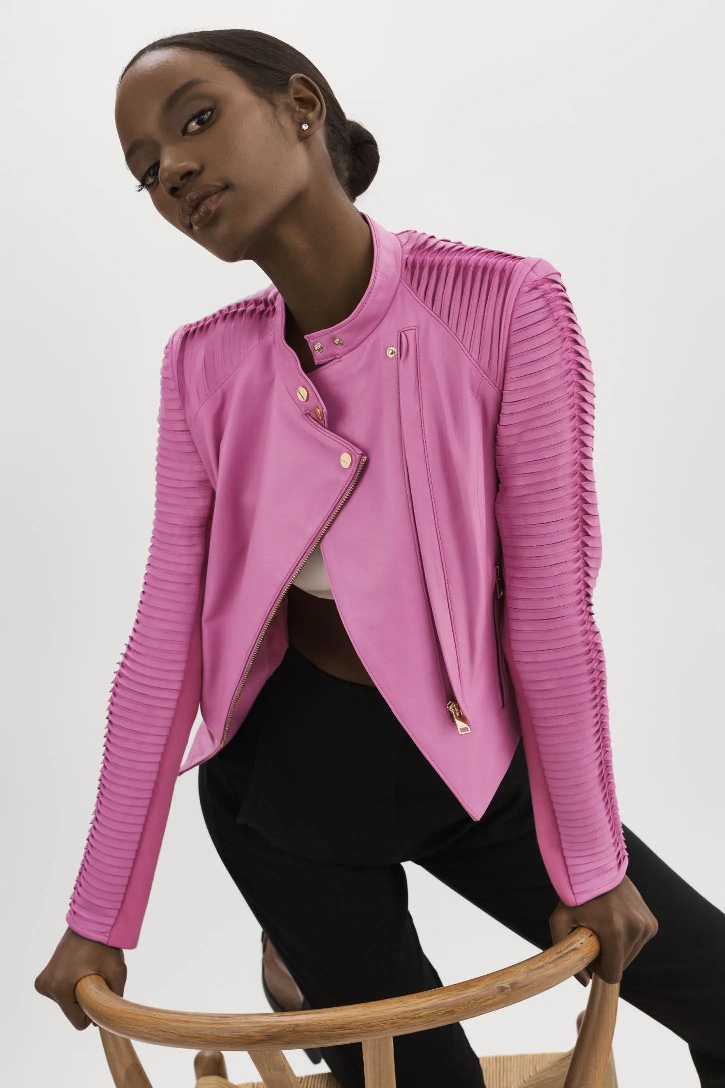 AZRA GOLD | Leather Biker Jacket sold by La Marque