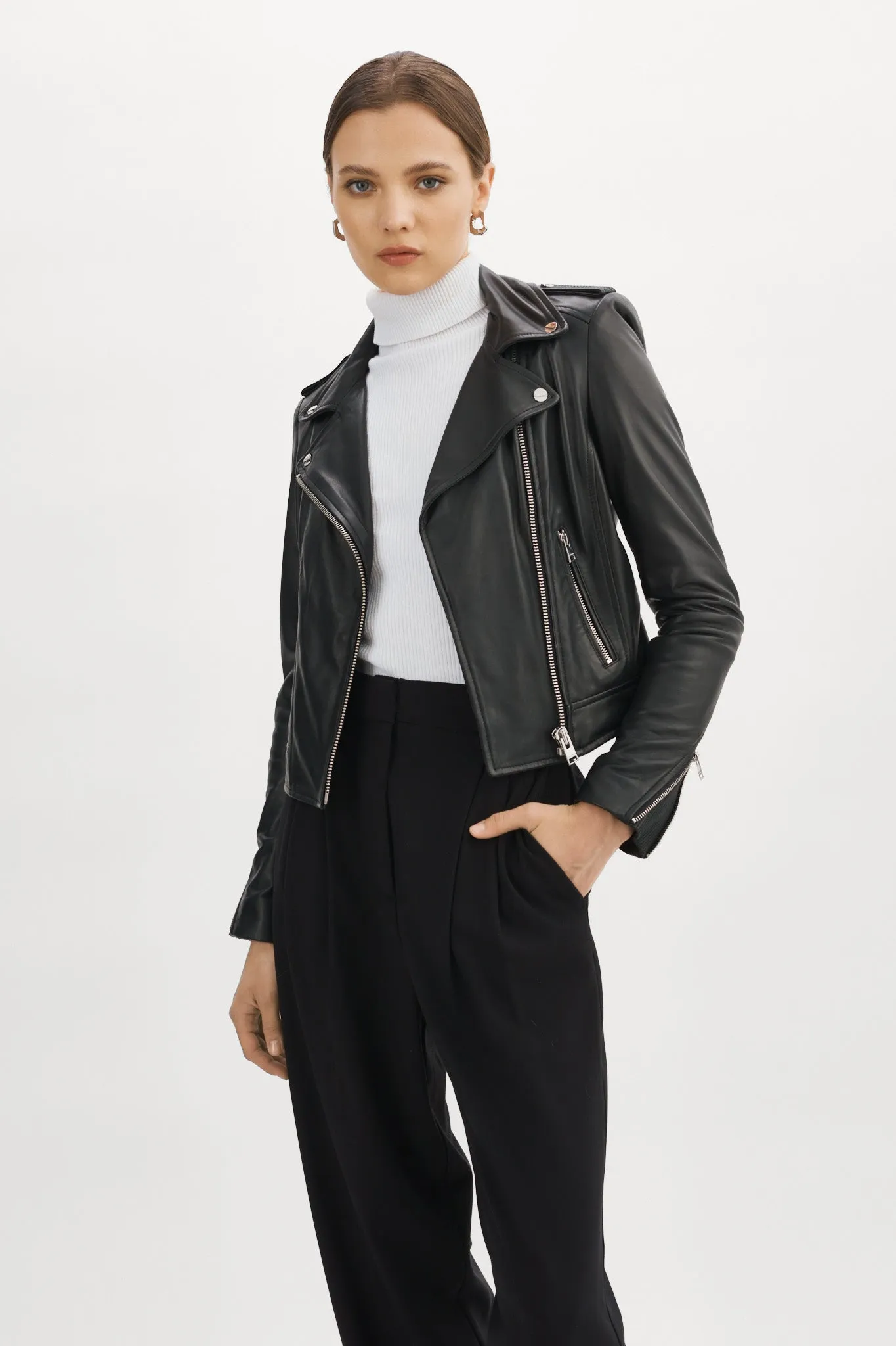DONNA | Iconic Leather Biker Jacket sold by LAMARQUE