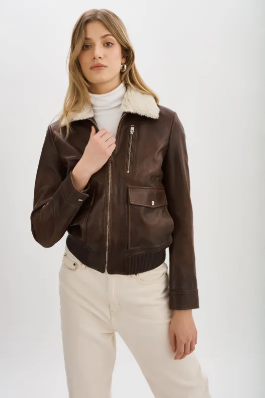 KLEMENCE | Leather Aviator Jacket made by LAMARQUE