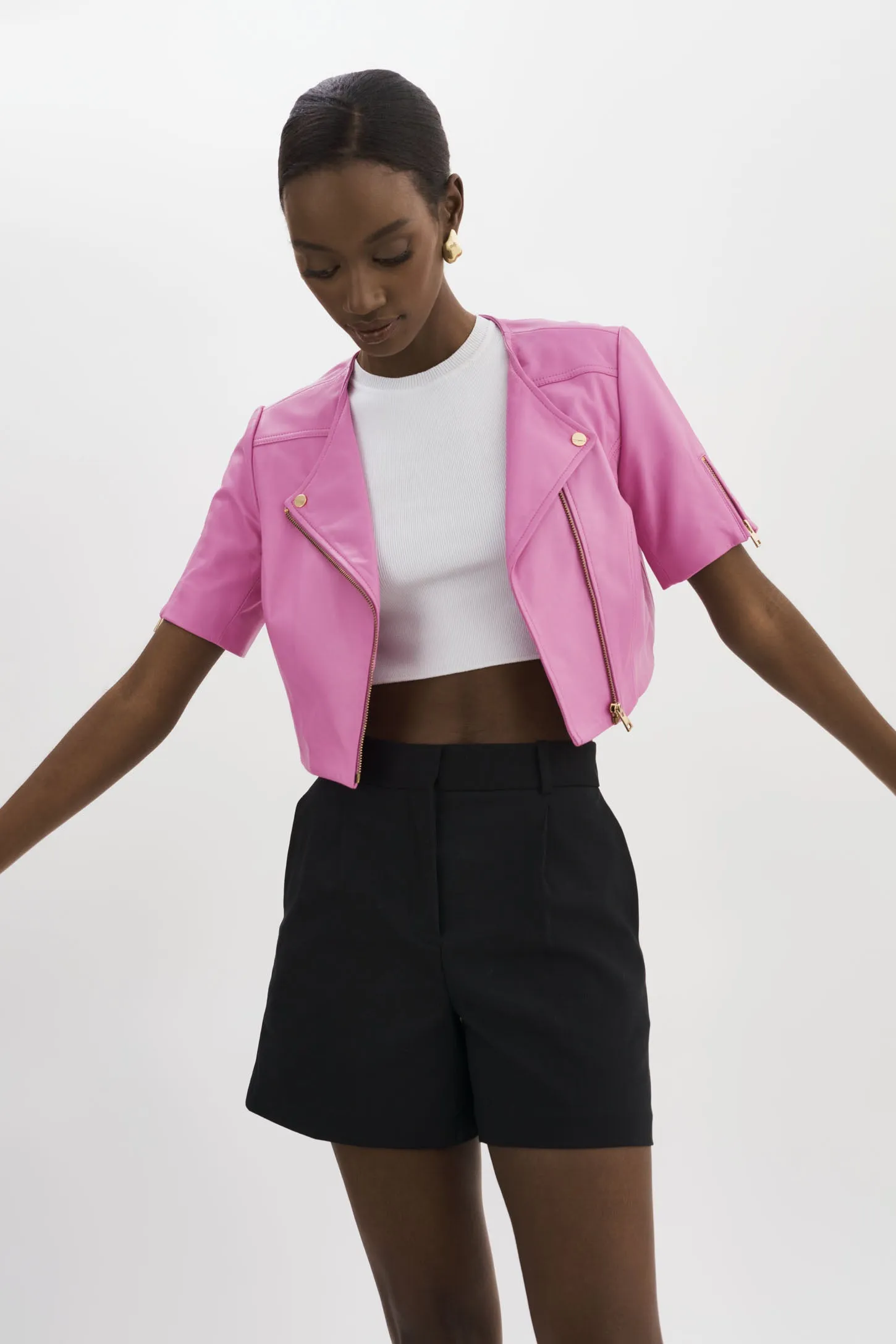 KIRSI GOLD | Cropped Biker Jacket sold by La Marque product image thumbnail 5