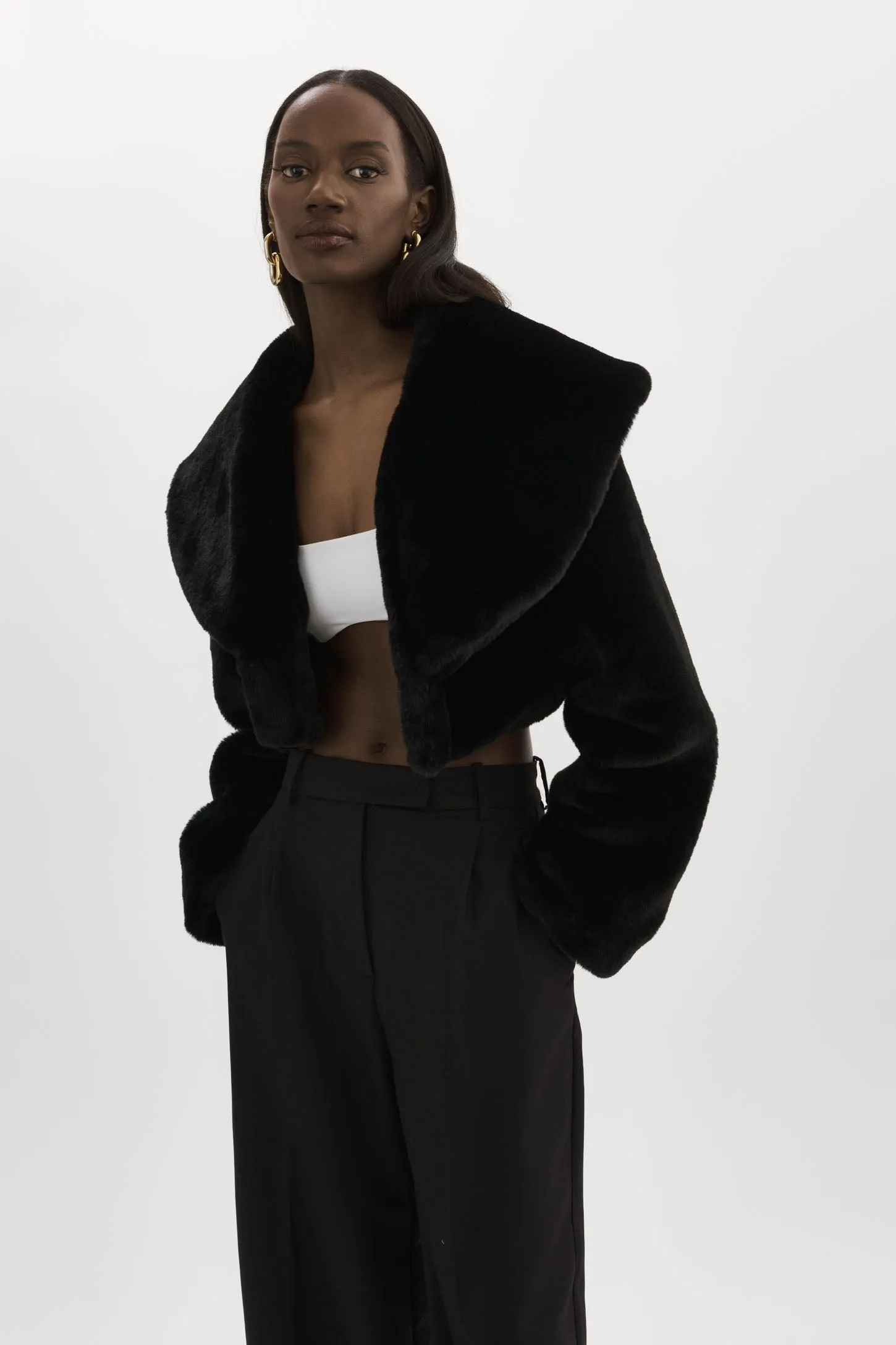 DANIKA | Cropped Faux Fur Jacket sold by LAMARQUE