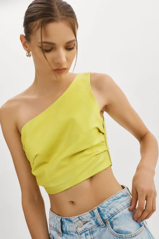 PESHA | Leather Crop Top sold by La Marque