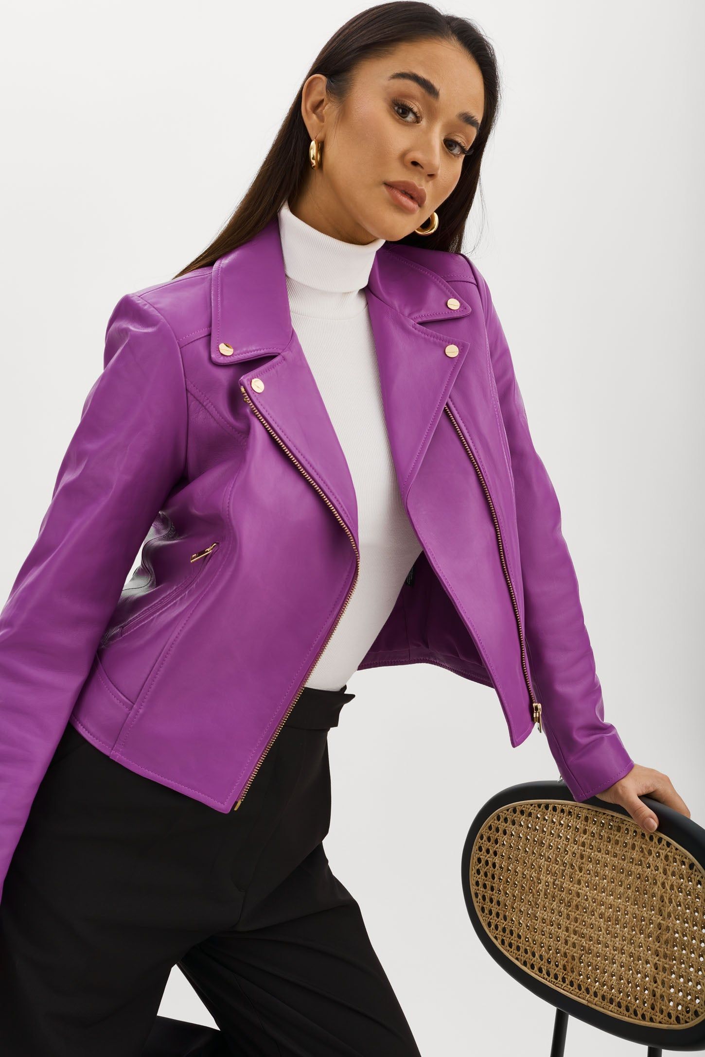 KELSEY GOLD | Leather Biker Jacket sold by La Marque product image thumbnail 7