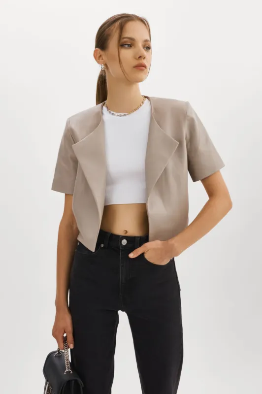 DARIA | Cropped Leather Jacket sold by La Marque