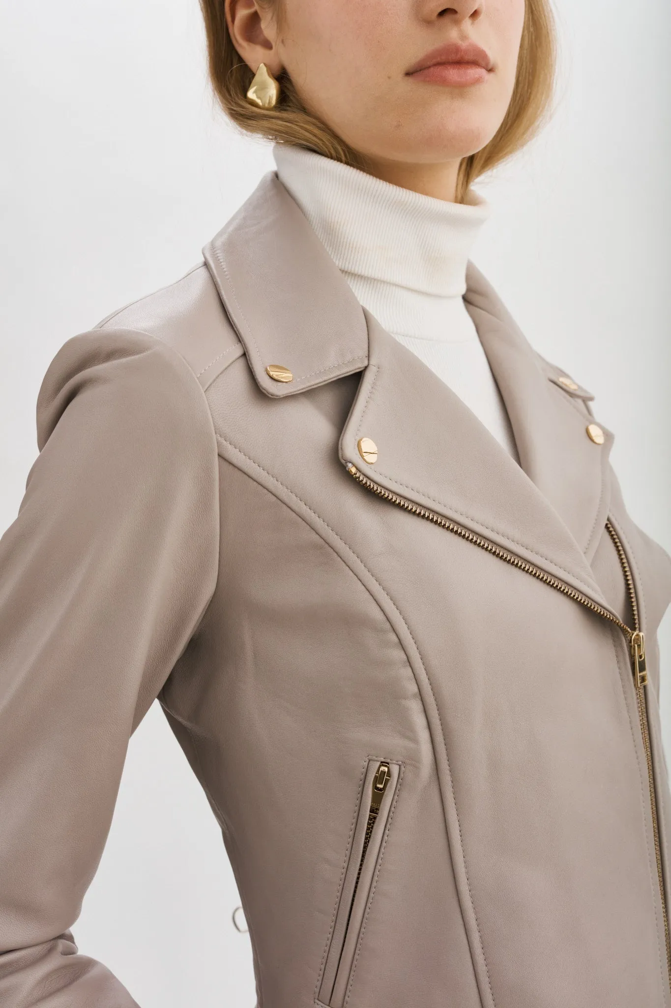 KELSEY GOLD | Leather Biker Jacket sold by La Marque product image thumbnail 3