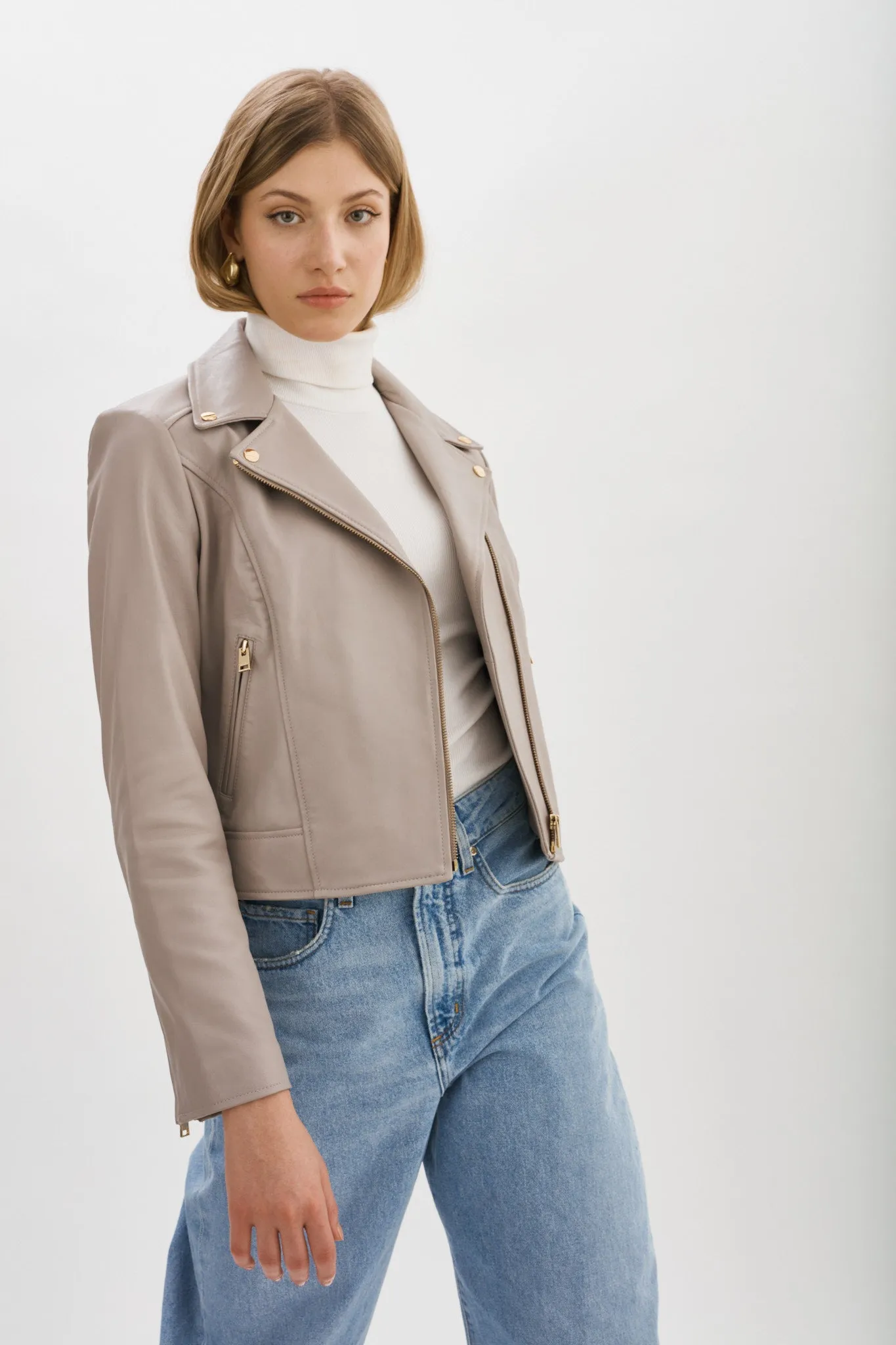 KELSEY GOLD | Leather Biker Jacket sold by La Marque product image thumbnail 2