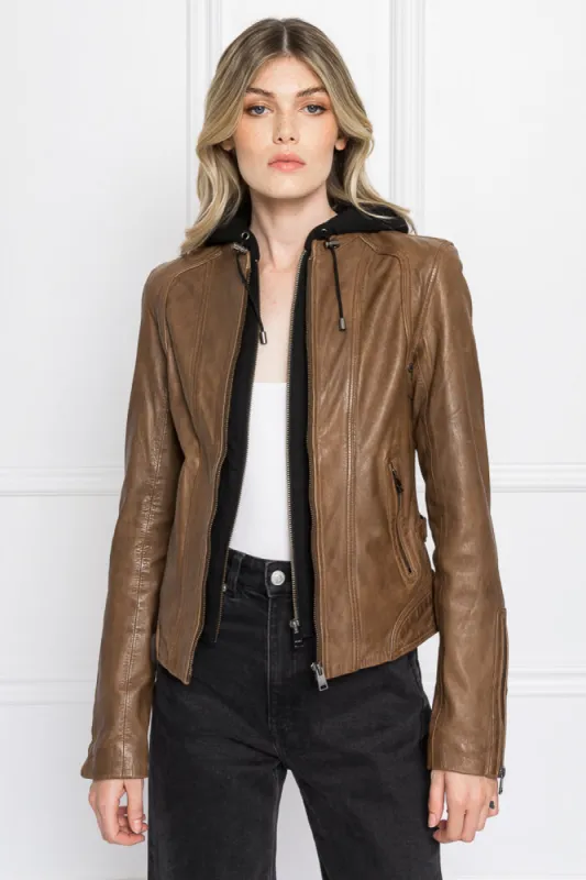 ARLETTE | Leather Biker Jacket made by LAMARQUE