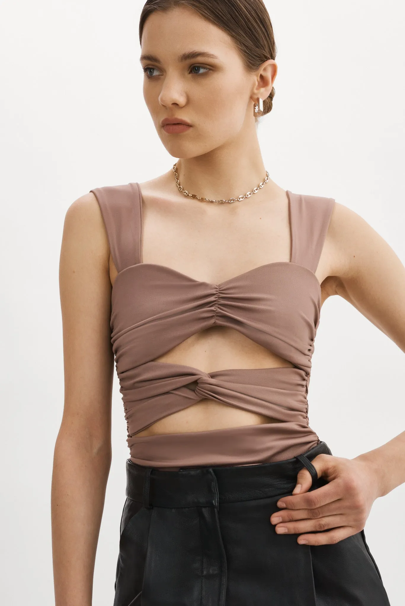 ZEELA | Ruched Cutout Cami sold by LAMARQUE