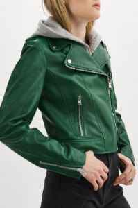 HOLY | Leather Biker Jacket with Removable Hood sold by La Marque