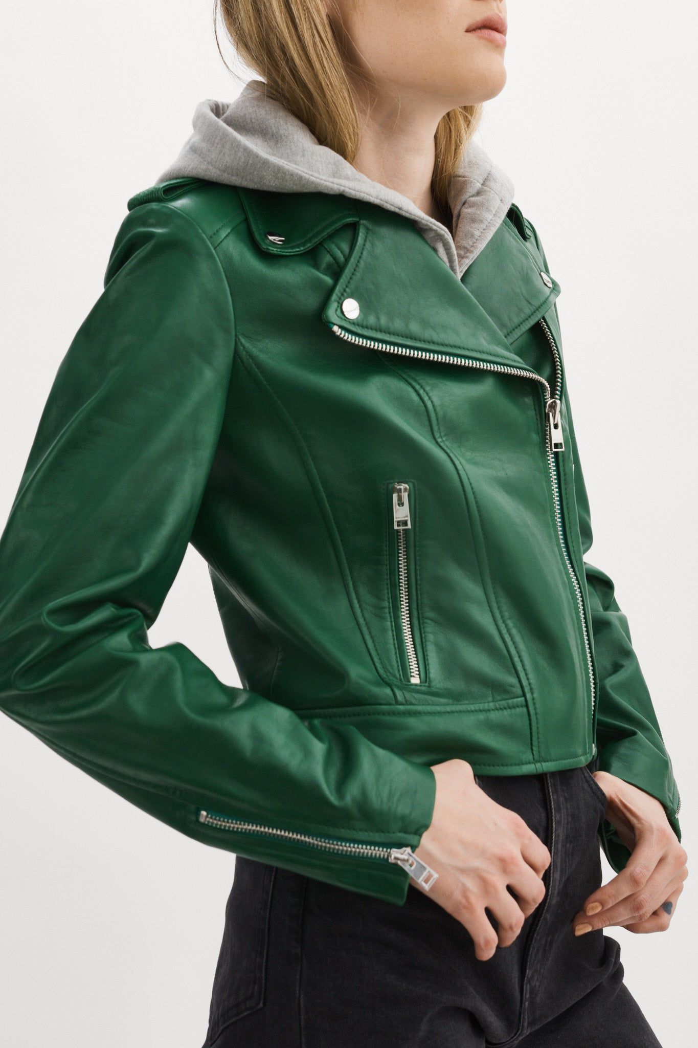 HOLY | Leather Biker Jacket with Removable Hood sold by La Marque product image thumbnail 4