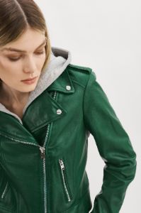 HOLY | Leather Biker Jacket with Removable Hood sold by La Marque