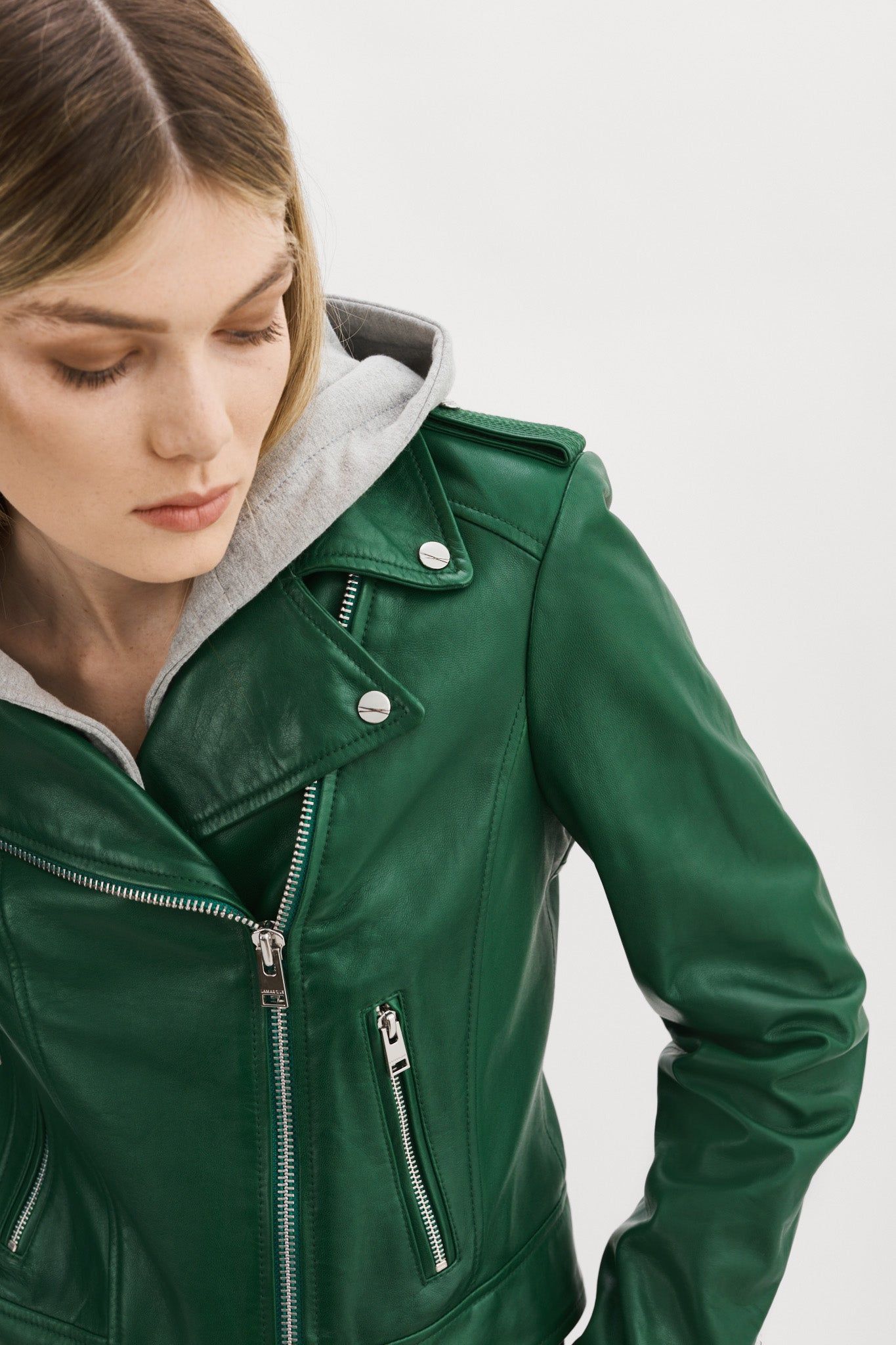 HOLY | Leather Biker Jacket with Removable Hood sold by La Marque product image thumbnail 6