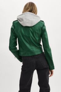 HOLY | Leather Biker Jacket with Removable Hood sold by La Marque