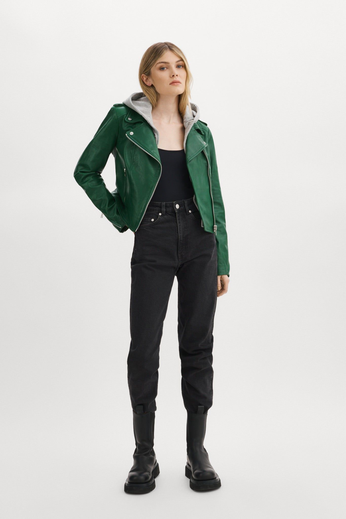 HOLY | Leather Biker Jacket with Removable Hood sold by La Marque product image thumbnail 5