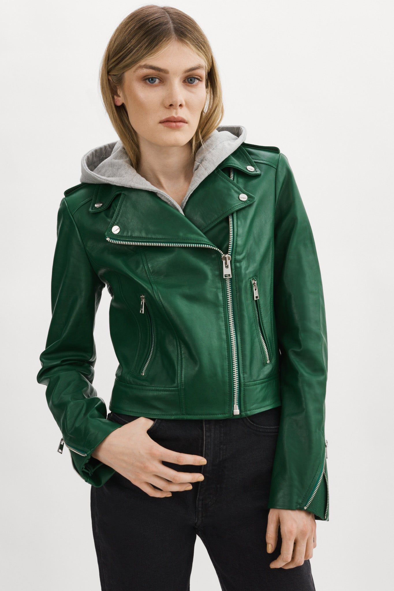 HOLY | Leather Biker Jacket with Removable Hood sold by La Marque product image thumbnail 3