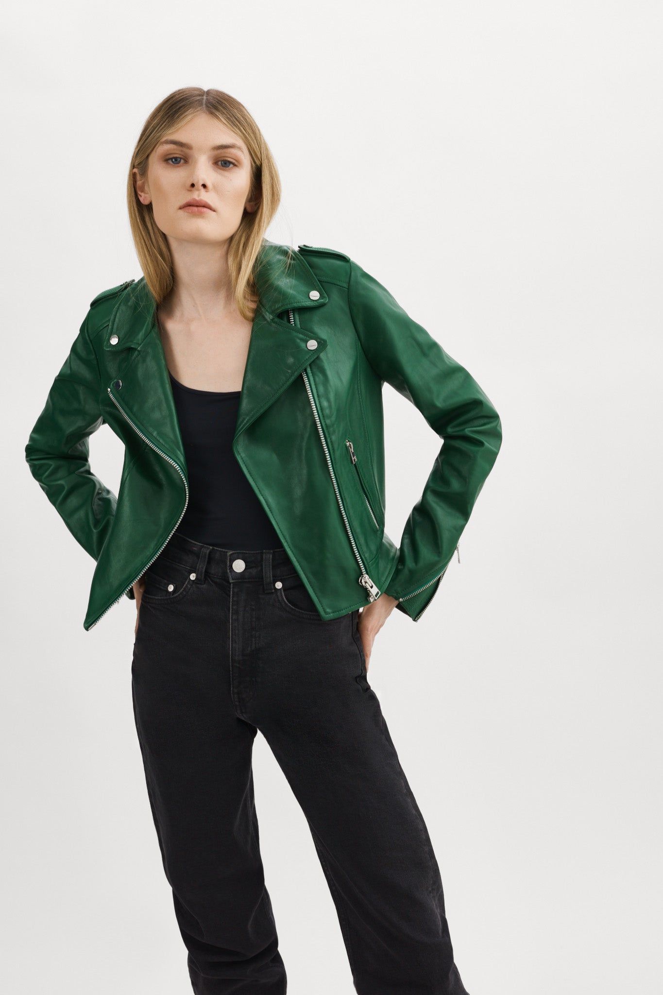 HOLY | Leather Biker Jacket with Removable Hood sold by La Marque product image thumbnail 2