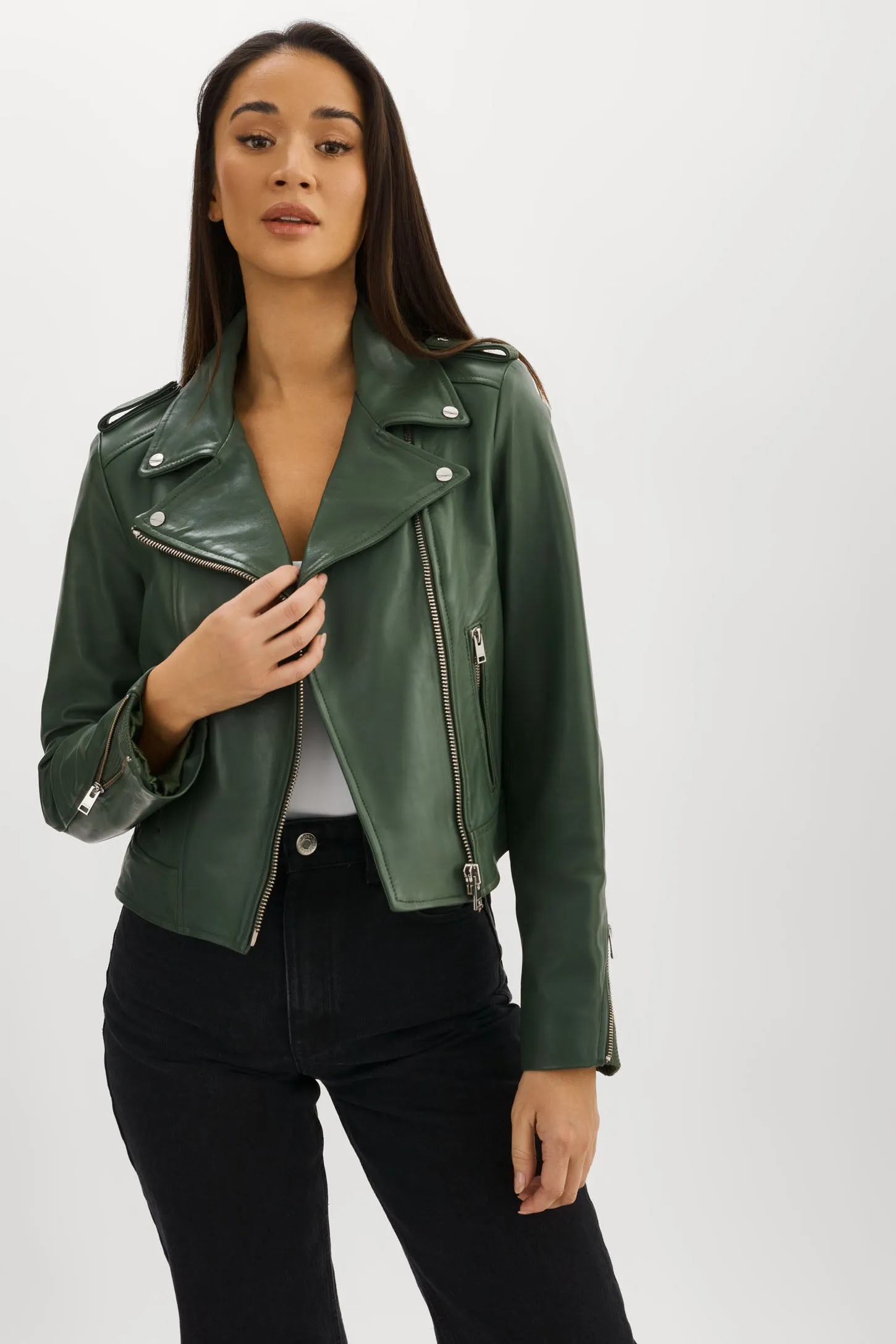 HOLY | Leather Biker Jacket with Removable Hood sold by LAMARQUE product image thumbnail 5