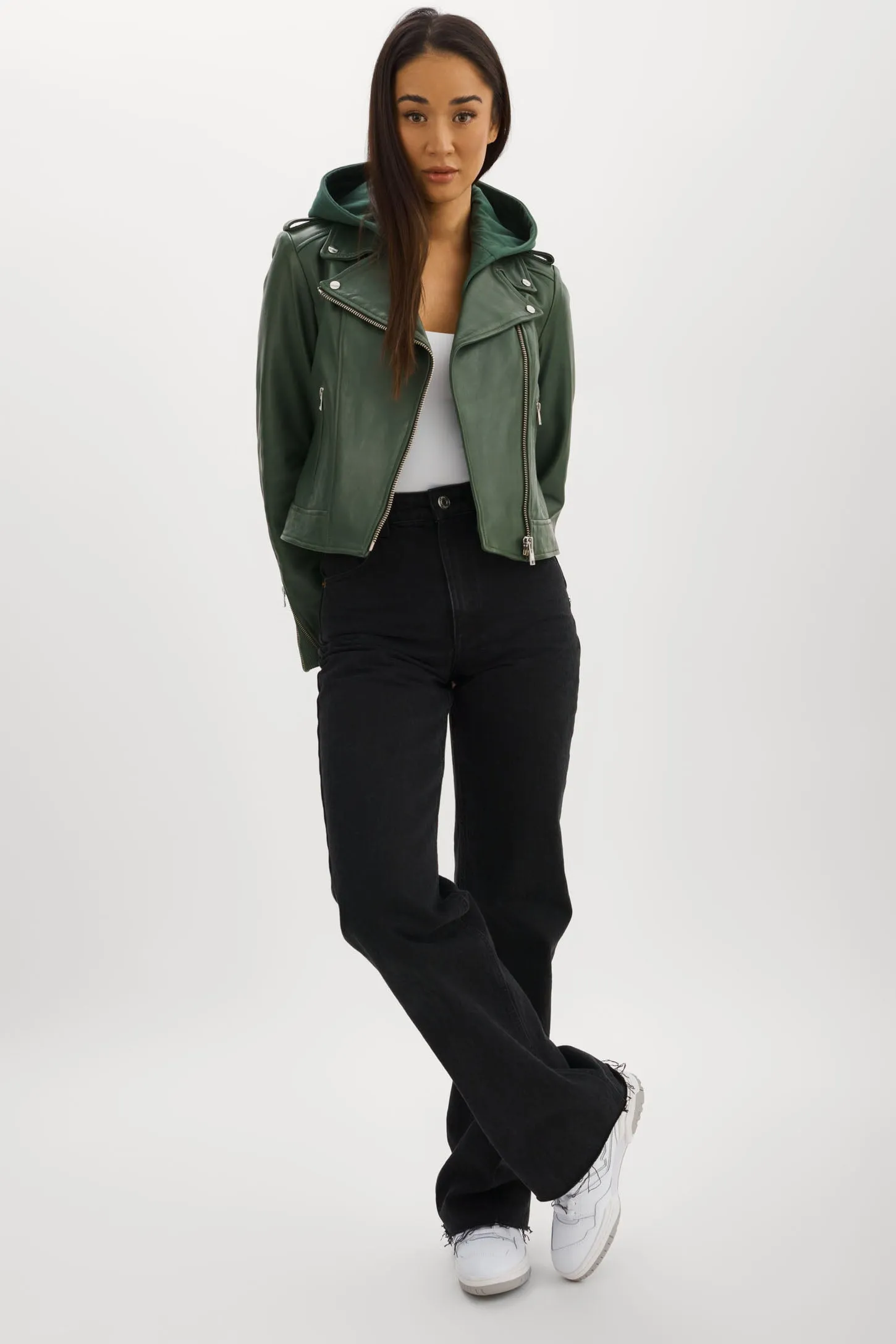 HOLY | Leather Biker Jacket with Removable Hood sold by LAMARQUE product image thumbnail 4