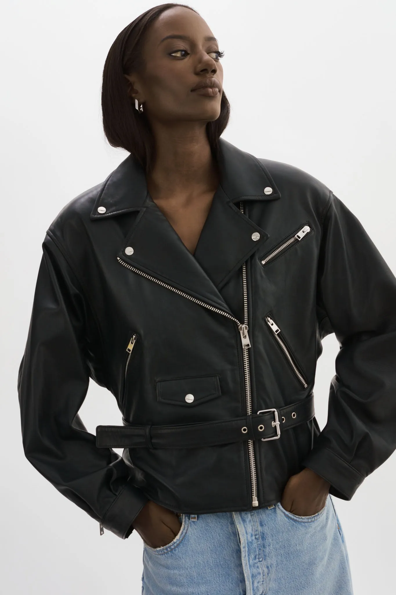 DANIELA | Leather Biker Jacket sold by La Marque product image thumbnail 5