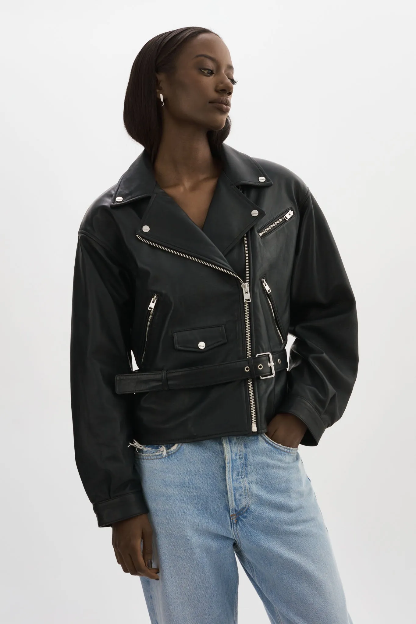 DANIELA | Leather Biker Jacket sold by La Marque product image thumbnail 3