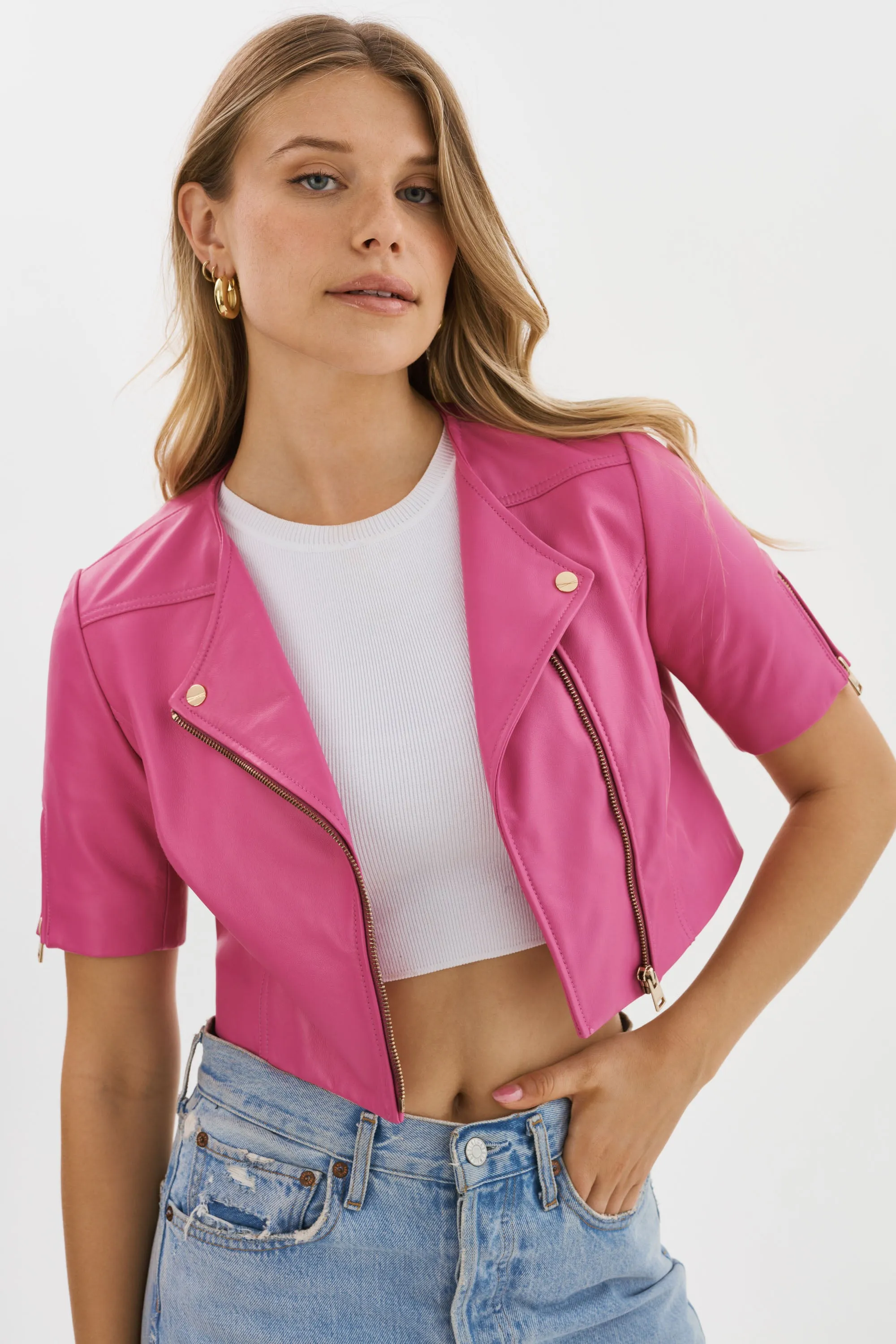 KIRSI GOLD | Cropped Biker Jacket sold by LAMARQUE product image thumbnail 3