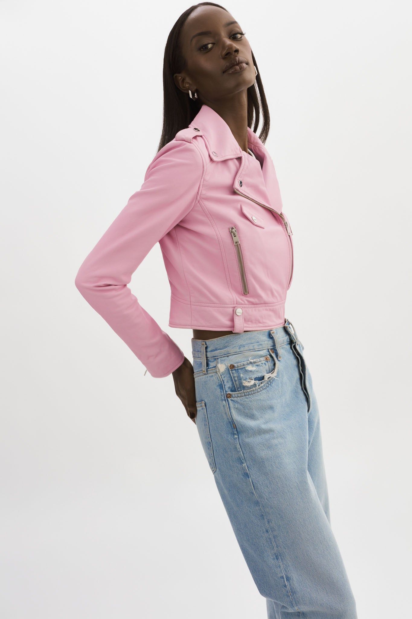 CIARA | Leather Crop Biker Jacket sold by La Marque product image thumbnail 4