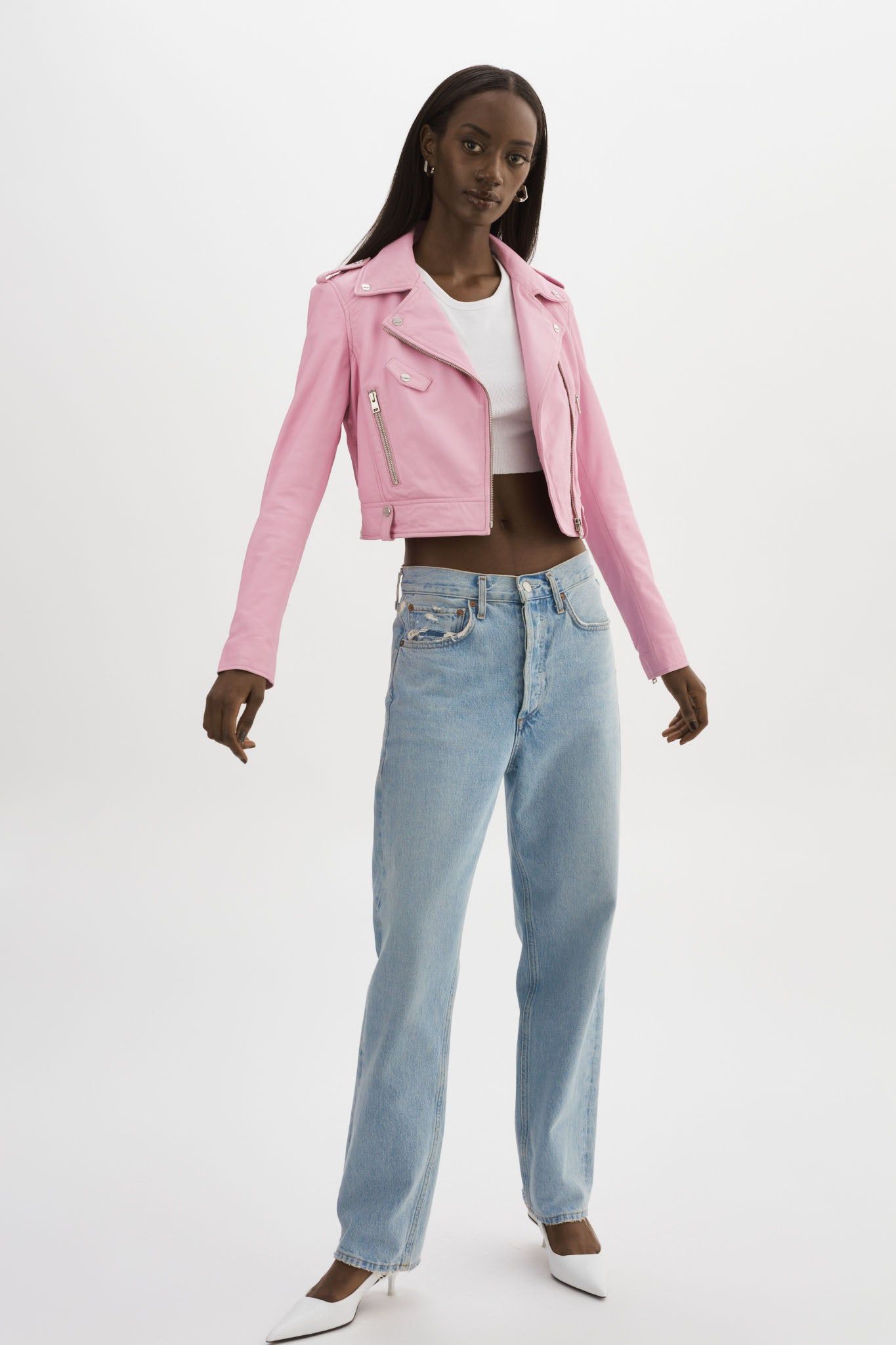 CIARA | Leather Crop Biker Jacket sold by La Marque product image thumbnail 6