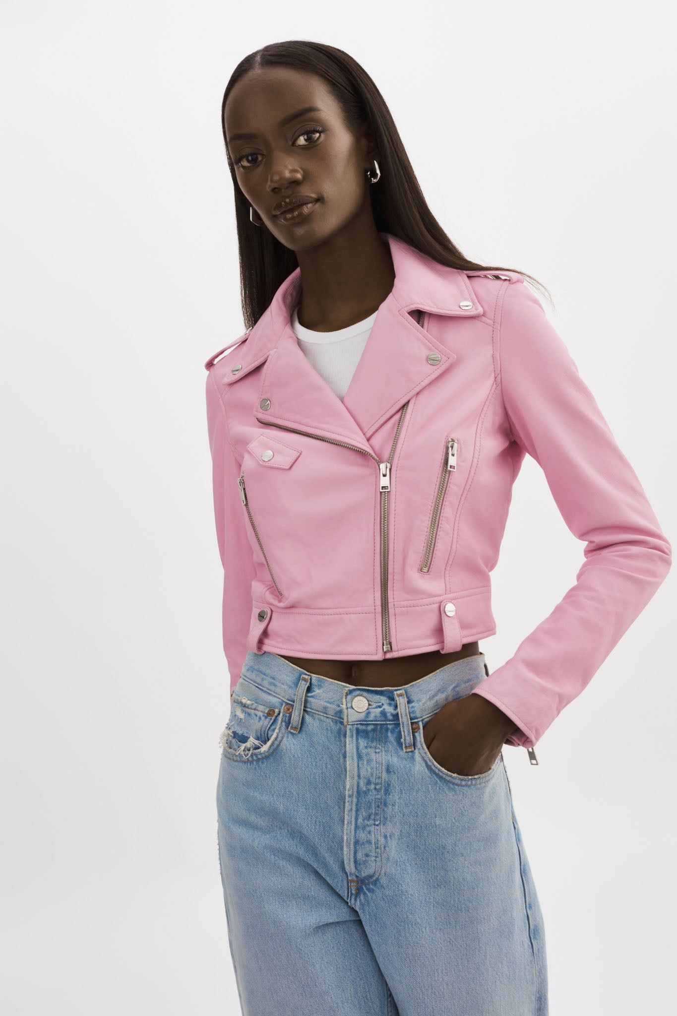 CIARA | Leather Crop Biker Jacket sold by La Marque product image thumbnail 2