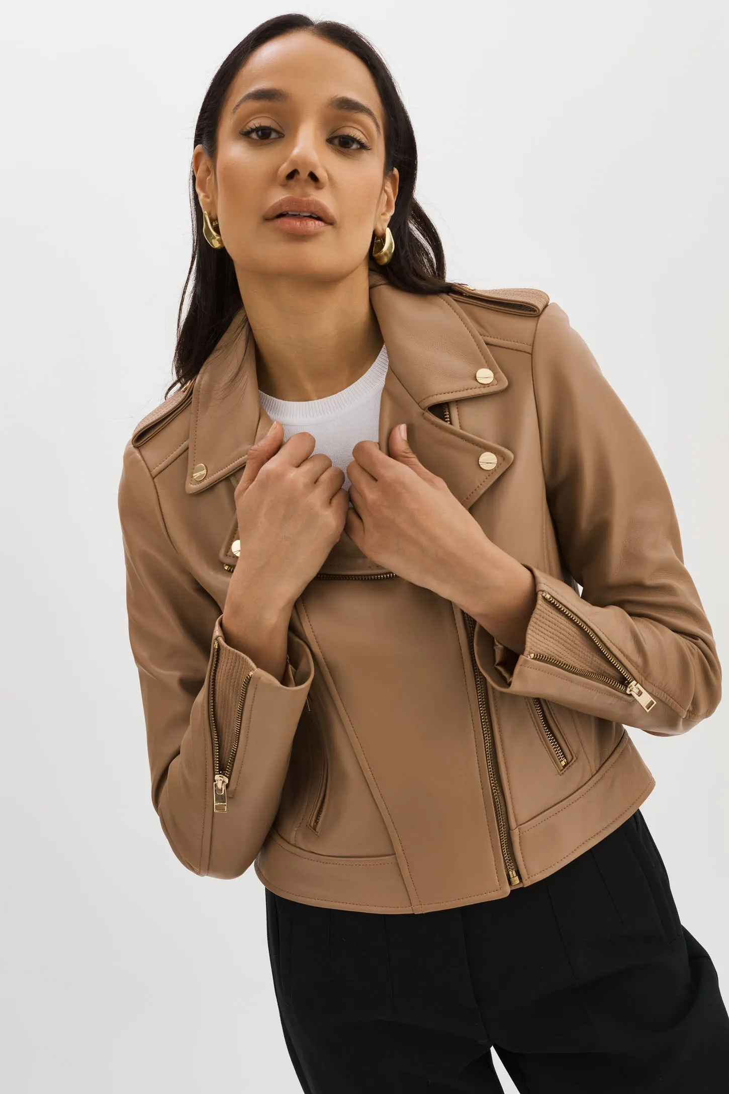 DONNA GOLD | Iconic Leather Biker Jacket sold by La Marque product image thumbnail 5