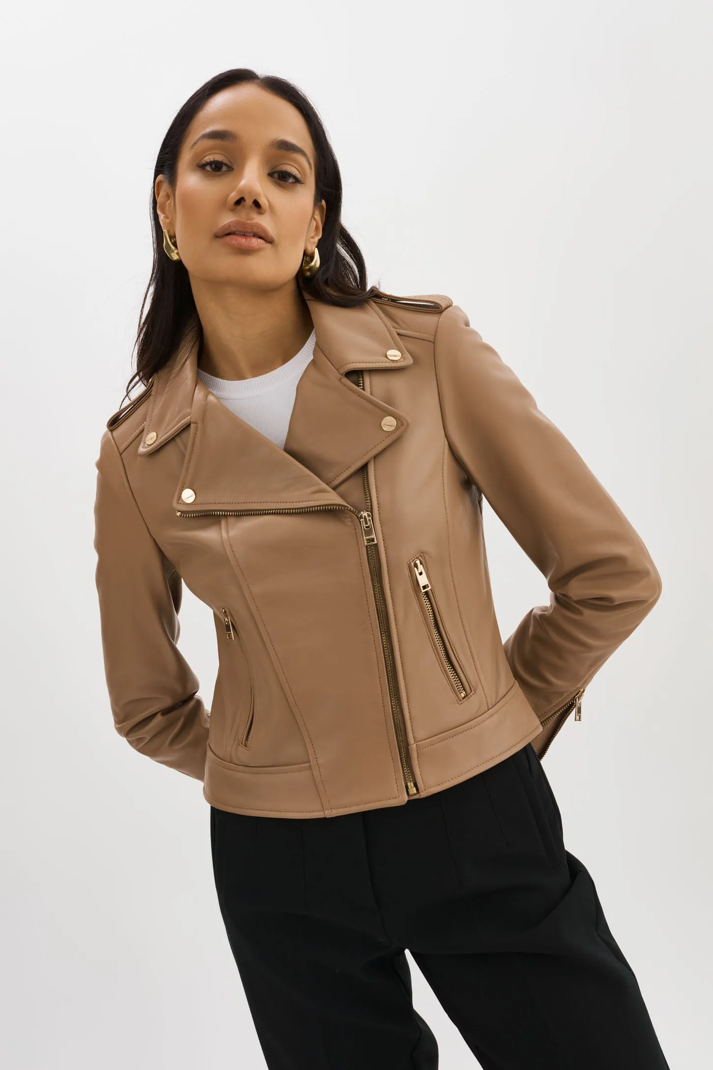 DONNA GOLD | Iconic Leather Biker Jacket sold by La Marque product image thumbnail 3