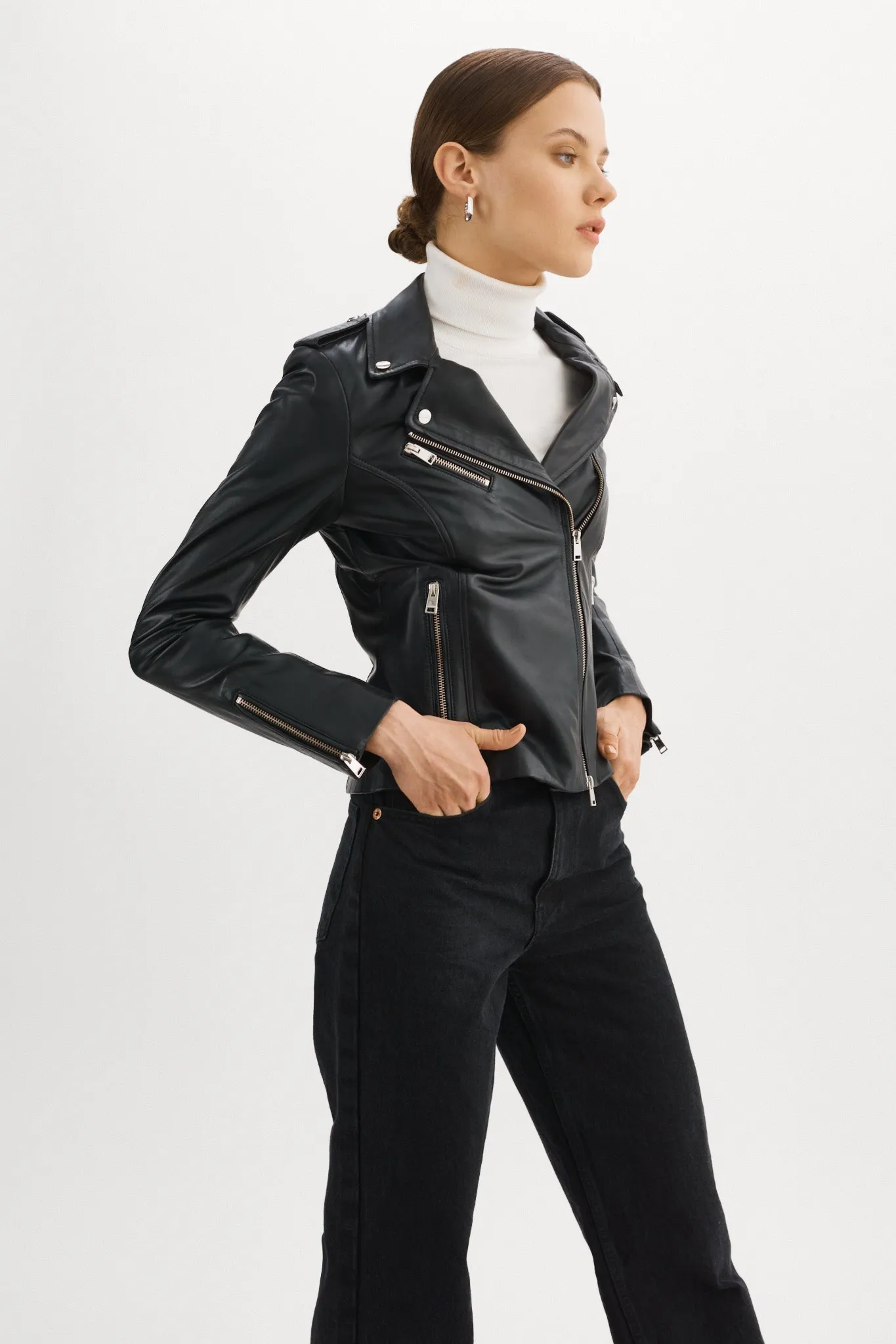 HARPER | Fitted Leather Biker Jacket sold by LAMARQUE product image thumbnail 5