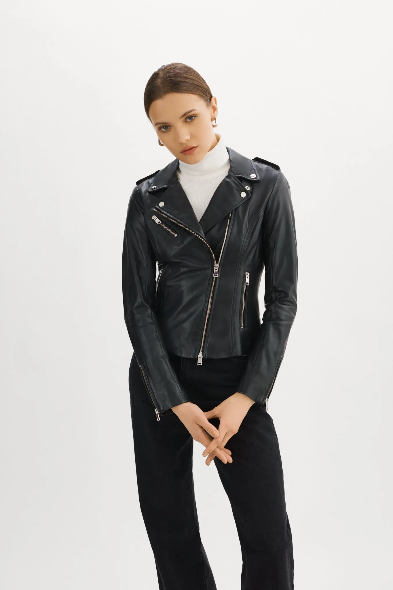 HARPER | Fitted Leather Biker Jacket sold by LAMARQUE product image thumbnail 2