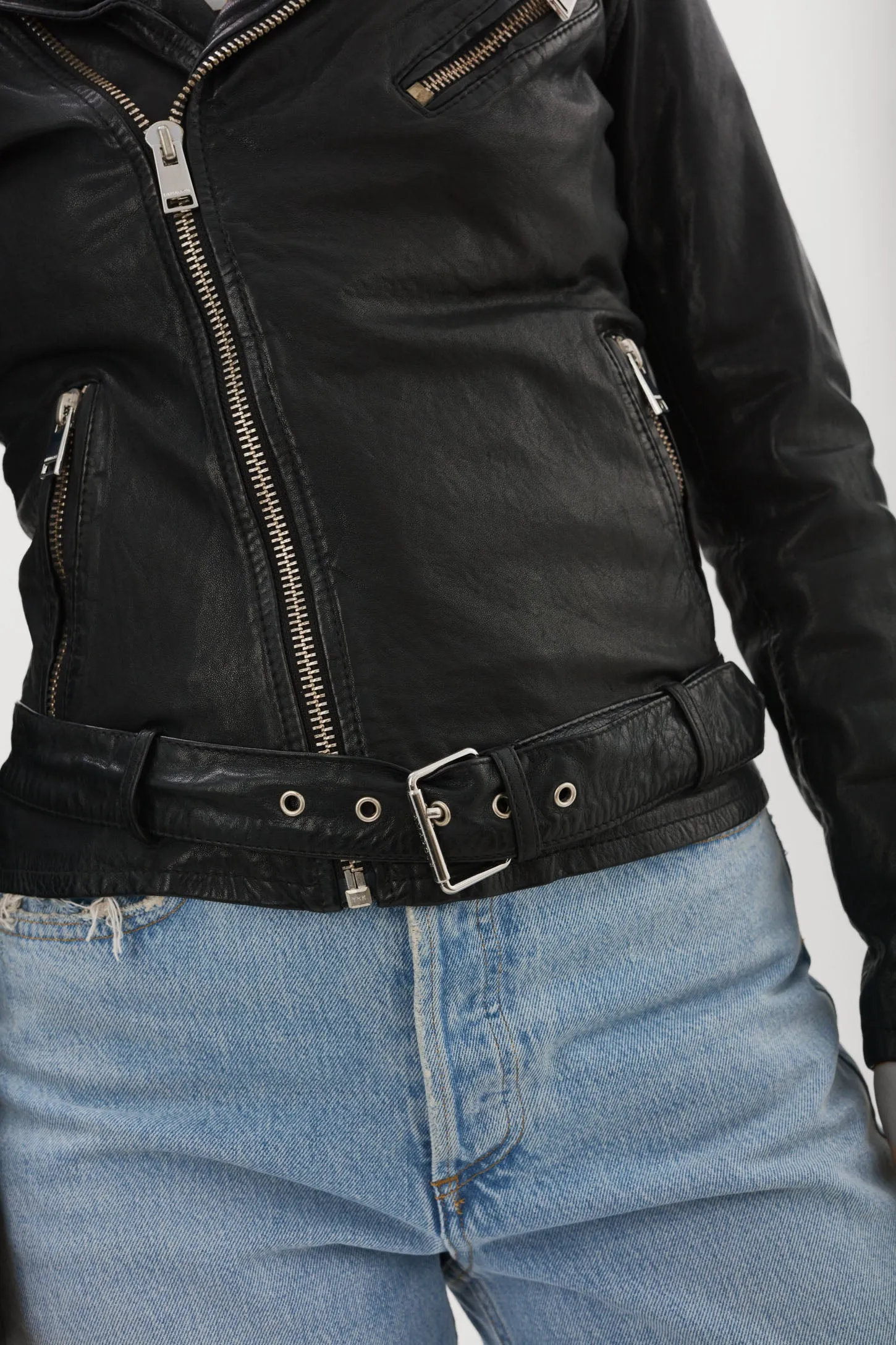 KIYOSHI | Washed Leather Belted Biker Jacket sold by La Marque product image thumbnail 4