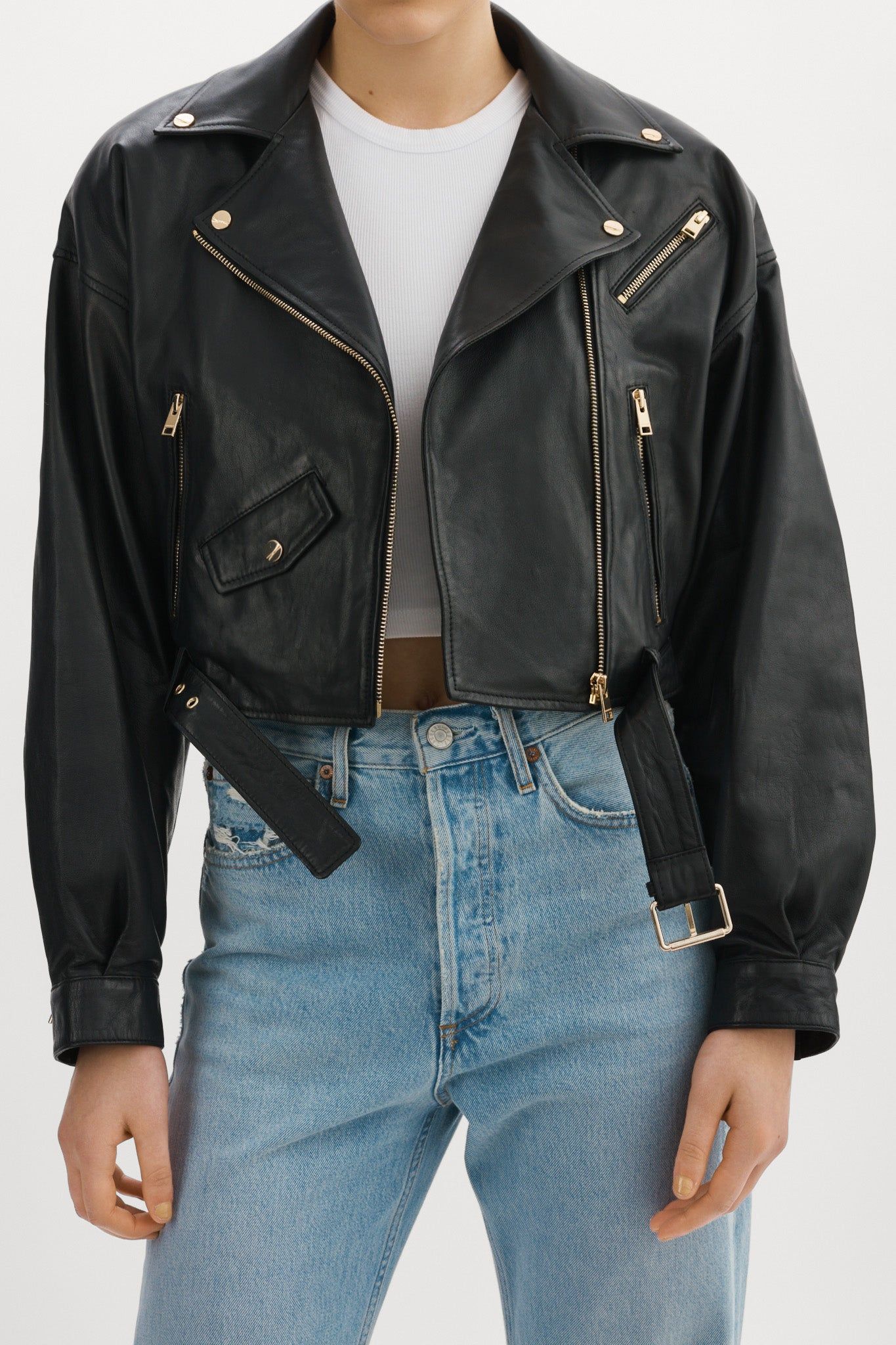 DYLAN | 80s Leather Biker Jacket sold by La Marque product image thumbnail 3
