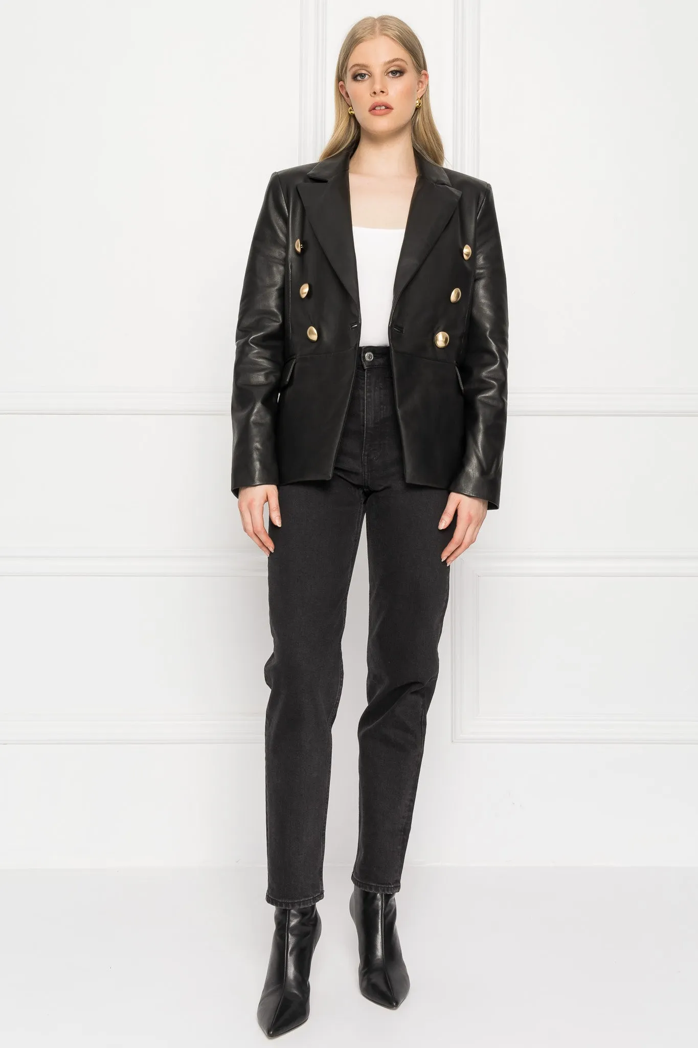 CATHERINE Double Breasted Leather Blazer sold by LAMARQUE product image thumbnail 4