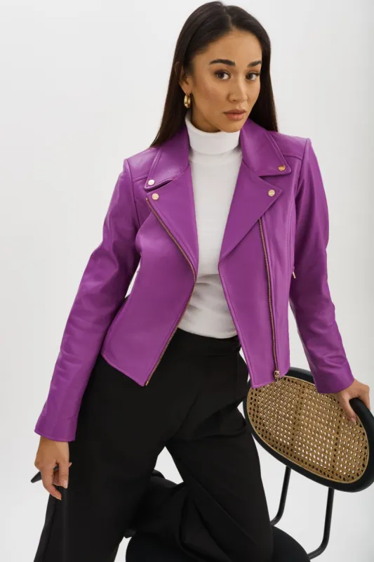 KELSEY GOLD | Leather Biker Jacket sold by La Marque