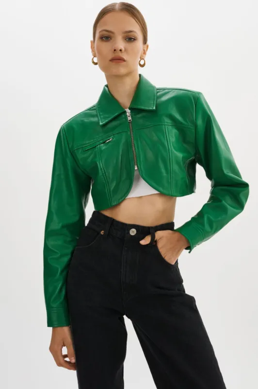 BRIELLE | Leather Crop Jacket sold by La Marque