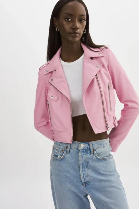 CIARA | Leather Crop Biker Jacket sold by La Marque
