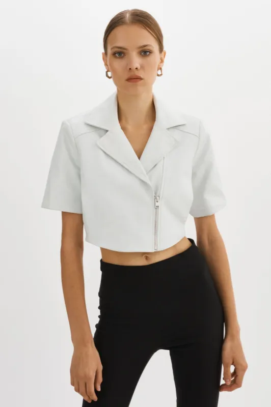 Naeva | Cropped Leather Jacket sold by La Marque