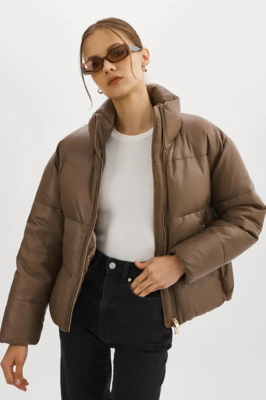IRIS Leather Puffer Jacket sold by La Marque