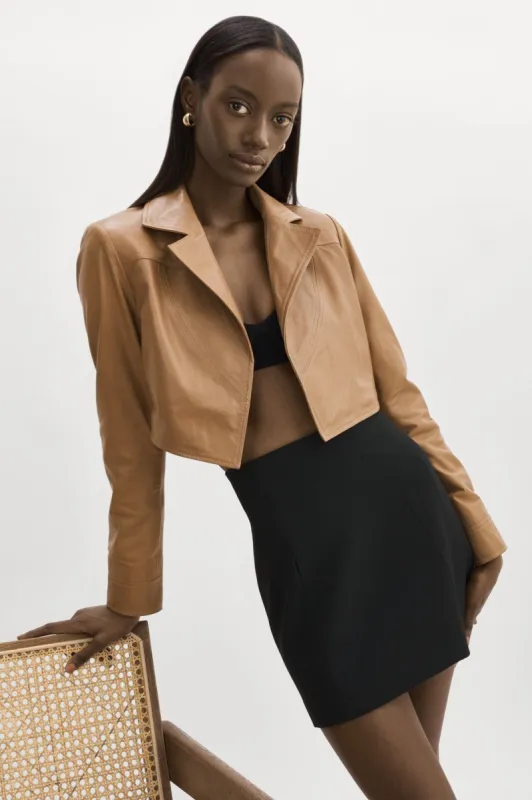 NICIA | Cropped Leather Blazer made by LAMARQUE