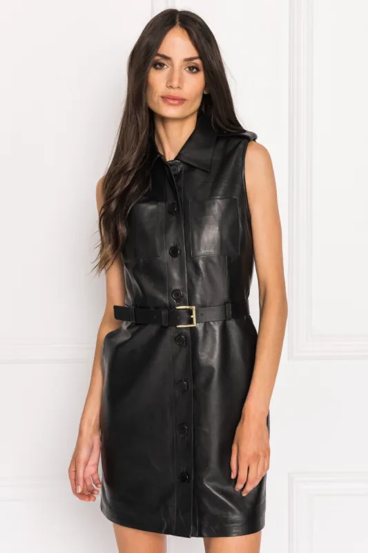 ELMINA | Sleeveless Leather Dress made by LAMARQUE