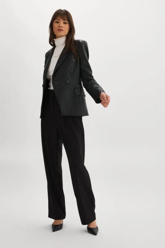 CATHERINE | Double-Breasted Leather Blazer made by LAMARQUE
