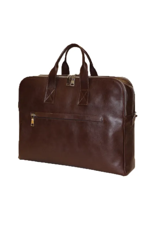 Terrida Marco Polo Collection Leather Briefcase, Top Zip Business Bag made by I Medici