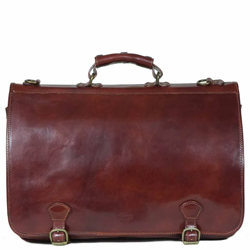 Cartellone Indy Leather Briefcase Laptop Case made by I Medici