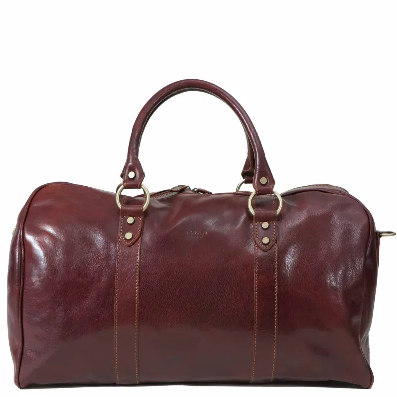 Borsone Ovale Uno Leather Carry on Duffel Bag, 20" Luggage made by I Medici