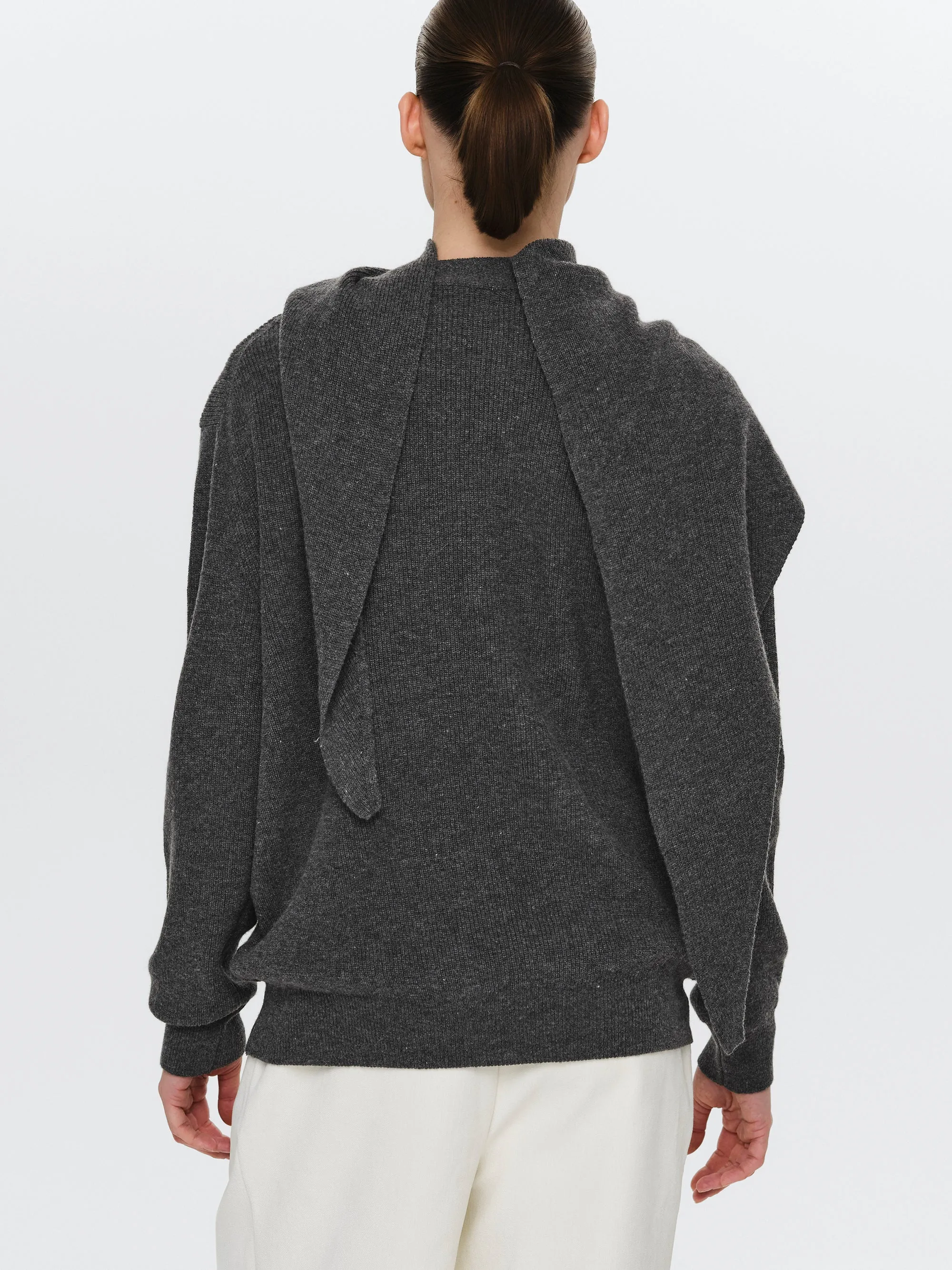 Scarf Button Sweater, Charcoal sold by Source Unknown product image thumbnail 3