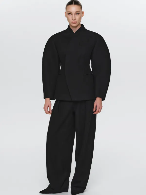 Curved Wool Felt Jacket, Black sold by Source Unknown