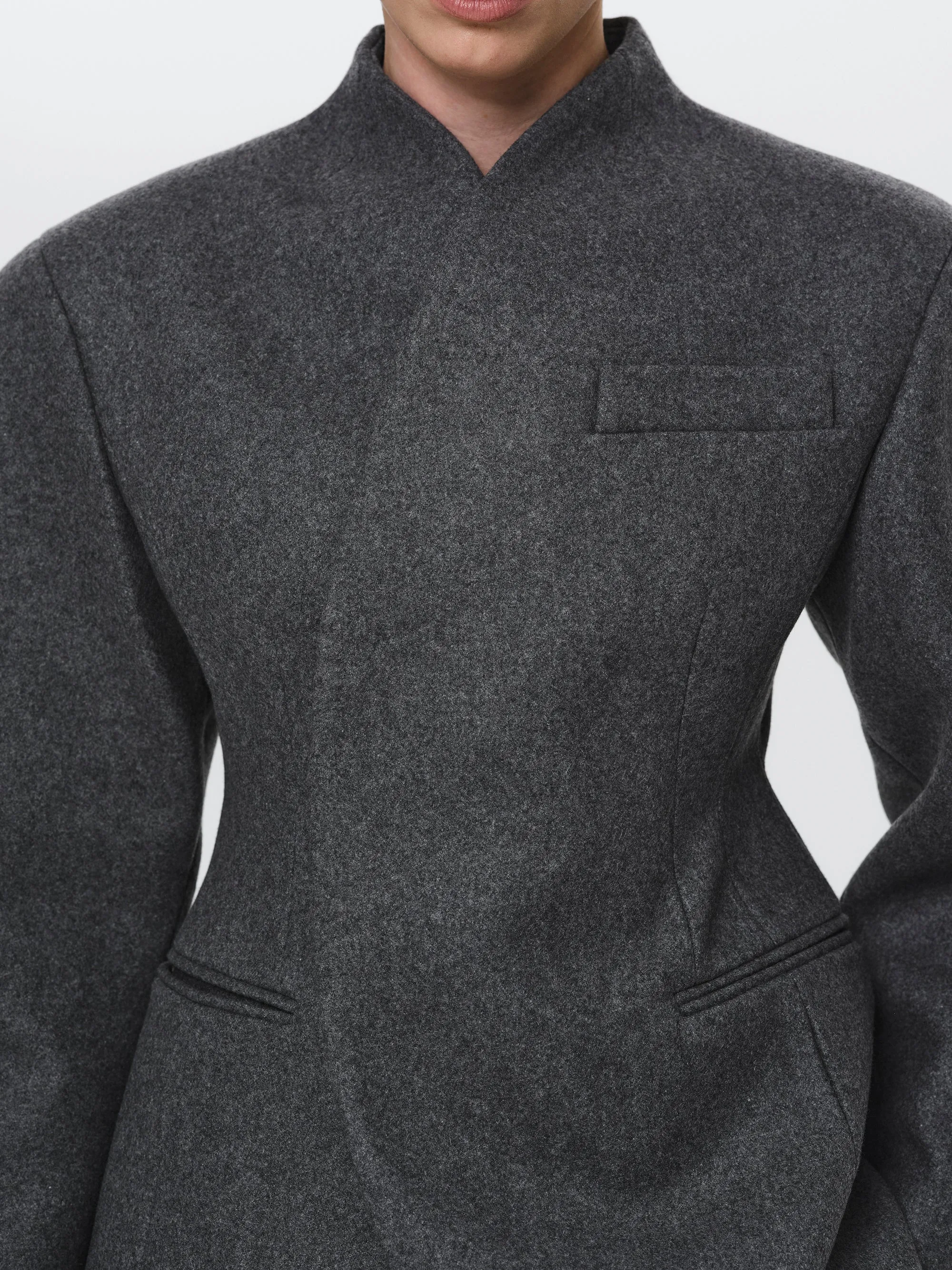 Curved Wool Felt Jacket, Charcoal sold by Source Unknown product image thumbnail 3